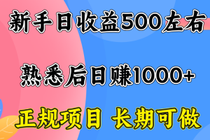 日收益300-500，熟练后日入1000左右