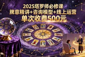 2025塔罗师必修课，牌意精讲+咨询模型+线上运营，单次收费500元