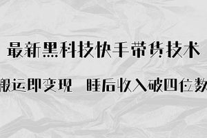 搬运即变现!最新黑科技快手带货Ai搬运技术,睡后收入破四位数