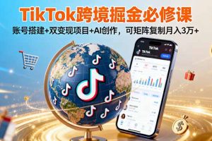 TikTo跨境掘金必修课,账号搭建+双变现项目+AI创作,可矩阵复制月入3万+
