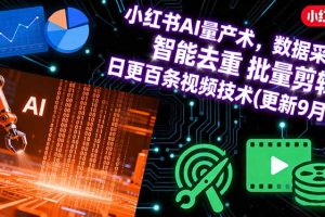 小红书AI量产术，数据采集 智能去重 批量剪辑 日更百条视频技术(更新9月)