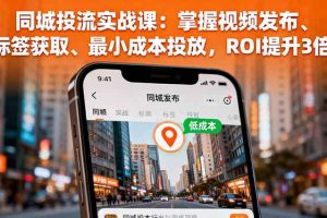 同城投流实战课：掌握视频发布、标签获取、最小成本投放，ROI提升3倍