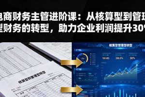 电商财务主管进阶课：从核算型到管理型财务的转型，助力企业利润提升30%