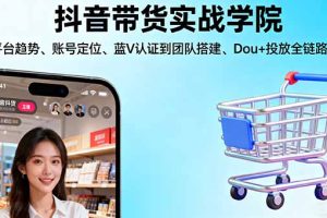抖音带货实战学院:从平台趋势/账号定位/蓝V认证到团队搭建/Dou+投放全链路