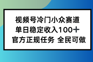视频号小众赛道，单日稳定收入100+，适合所有人