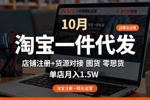 淘宝一件代发精细化运营-10月：店铺注册+货源对接+零囤货，单店月入1.5w