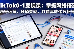 TikTok0-1变现课：掌握网络搭建、账号运营、分销变现，打造高转化万粉号