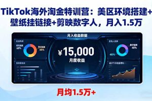 TikTok海外淘金特训营：美区环境搭建+壁纸挂链接+剪映数字人，月入1.5万