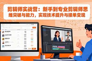 剪辑师实战营：新手到专业剪辑师思维突破与能力，实现技术提升与接单变现