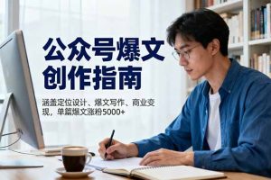 公众号爆文创作指南，涵盖定位设计+爆文写作+商业变现，单篇爆文涨粉5000+