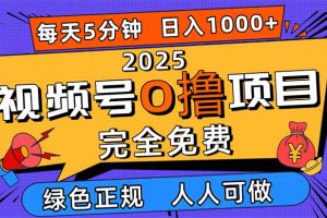 2025视频号0撸项目，5分钟一个号，日入1000+，人人可做