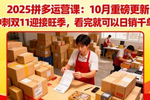 2025拼多多运营课:10月重磅更新:冲刺双11迎接旺季,看完就可以日销千单