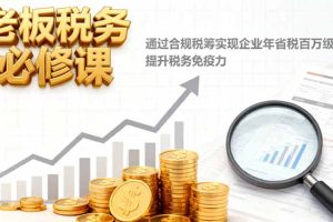 老板税务必修课，通过合规税筹实现企业年省税百万级，提升税务免疫力