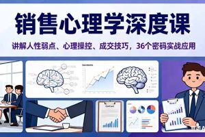 销售心理学深度课，讲解人性弱点、心理操控、成交技巧，36个密码实战应用