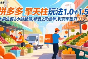 拼多多 擎天柱玩法1.0+1.5，水果生鲜2小时起量,标品2天爆单,利润率提升30%
