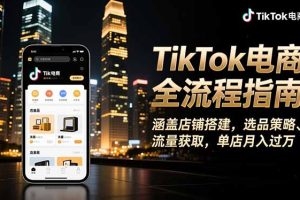 TikTok电商全流程指南，涵盖店铺搭建、选品策略、流量获取，单店月入过万
