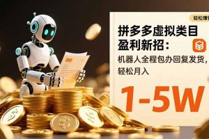 拼多多虚拟类目盈利新招：机器人全程包办回复发货，轻松月入 1-5W
