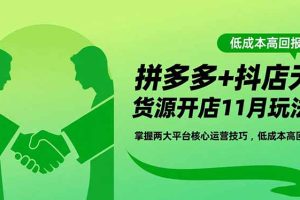 拼多多+抖店无货源开店11月玩法：掌握两大平台核心运营技巧，低成本高回报