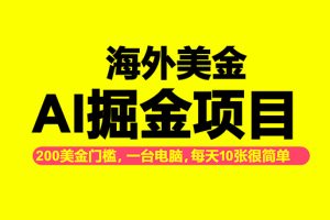 海外美金AI掘金项目，200U可入门槛，一天一单即可，每天1000-2000很轻松！
