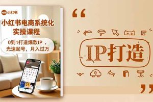 小红书流量变现系统化实操课程，0到1打造爆款IP，光速起号，月入过万