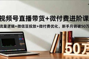 视频号直播带货+微付费进阶课：流量逻辑+微信豆投放+微付费优化，新手月销破50万