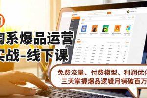 淘系爆品运营实战-线下课，免费流量、付费模型、利润优化，三天掌握爆品逻辑月销破百万