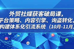 外贸 社媒获客破局课，平台策略、内容引擎、询盘转化，构建体系化引流系统（10月-11月）
