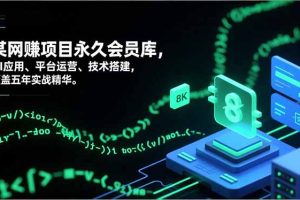 网赚项目永久会员库，AI应用、平台运营、技术搭建，覆盖五年实战精华