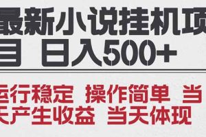 2025全新小说挂机项目 年前吃肉 操作简单，单机当天收益1000+，收益无上限，可矩阵操作