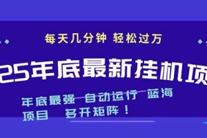 2025年年底最新挂机项目，不看电脑配置！每天几分钟，月入1000＋，可矩阵，一台电脑支持多个…