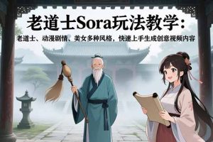 老道士Sora玩法教学：老道士、动漫剧情、美女多种风格，快速上手生成创意视频内容