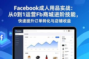Facebook成人用品实战：从0到1运营Fb商城进阶技能，快速提升订单转化与店铺收益