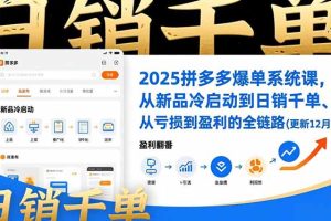 2025拼多多爆单系统课，从新品冷启动到日销千单、从亏损到盈利的全链路（更新12月）