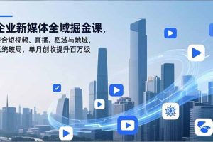 企业新媒体全域掘金课，整合短视频、直播、私域与地域，系统破局，单月创收提升百万级