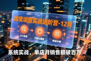 淘宝运营实战进阶营-12月：SEO搜索、万相台爆款、数据诊断，系统实战，单店月销售额破百万
