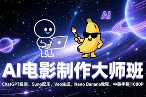 AI电影制作大师班：ChatGPT编剧、Suno配乐、Veo生成，Nano Banana教程，中英字幕|1080P