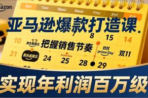 亚马逊爆款打造课，大促节点、全年规划、淡旺季打法，把握销售节奏，实现年利润百万级