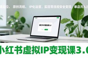 小红书虚拟IP变现课3.0，赛道定位、原创流程、IP化运营，实现零违规安全变现，单店月入过万