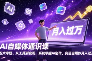 AI自媒体通识课,五大专题、从工具到变现,系统掌握AI创作,实现自媒体月入过万