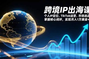 跨境IP出海课，个人IP定位、TikTok运营、市场选品，掌握核心闭环，实现月入1万美金+