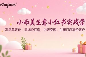 小而美生意小红书实战营:高客单定位,同城IP打造,内容变现,引爆门店高价客户