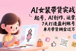 AI女装带货实战班（更新）：起号，AI创作，运营，7天打造盈利账号，单月带货佣金过万