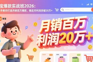 淘宝爆款实战班2026：手把手教你打造月销百万爆款，稳定月利润突破20万+
