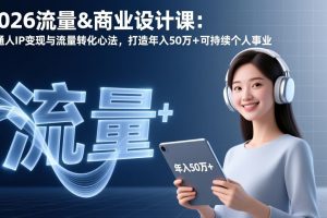 2026流量&商业设计课：普通人IP变现与流量转化心法，打造年入50万+可持续个人事业