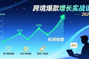 跨境爆款增长实战课，教授用户意图洞察、内容飞轮搭建、精准广告投放，助力卖家2026年利润倍增