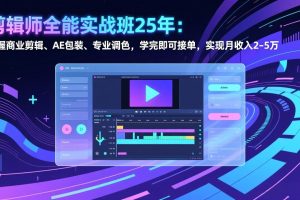 剪辑师全能实战班25年：掌握商业剪辑、AE包装、专业调色，学完即可接单，实现月收入2-5万