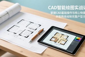 CAD智能绘图实战课：掌握CAD基础操作与核心快捷键，并能熟练绘制完整户型方案