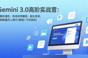 Gemini 3.0高阶实战营：多模态通吃、职场效率翻倍、副业变现，一周跑通月入两万(教程+飞书资料)