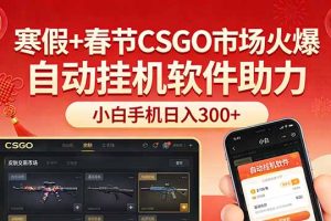 寒假+春节CSGO市场火爆，配合游戏自动挂机软件，小白只用一台手机也可日入300+