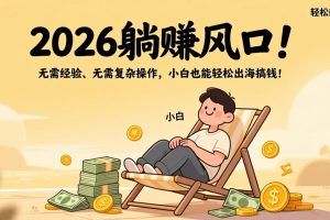 2026躺赚风口！无需经验、无需复杂操作，小白也能轻松出海搞钱！